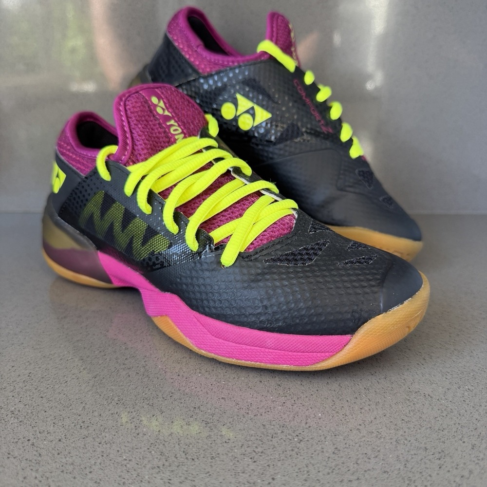 Yonex Power Cushion Comfort Z2 Badminton Shoes Womens 6 Black Pink Indoor Court